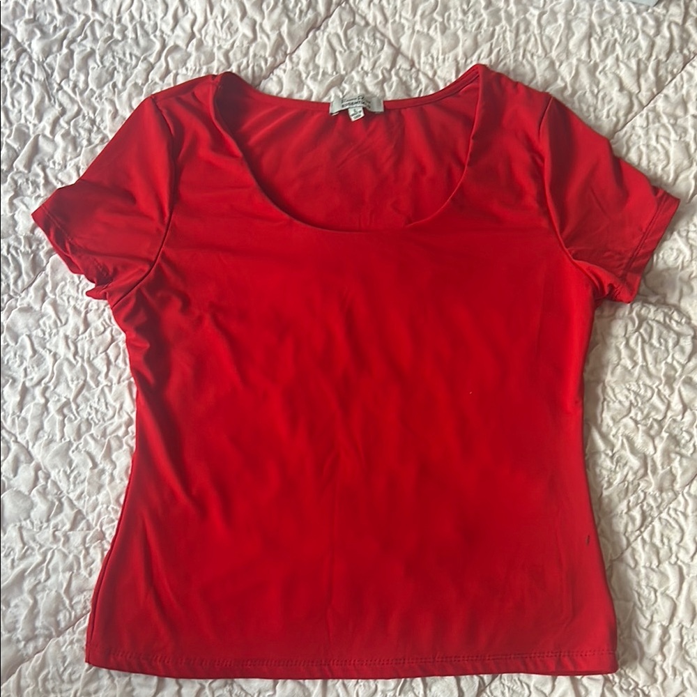 Vibrant Red Fitted Short Sleeve T-Shirt